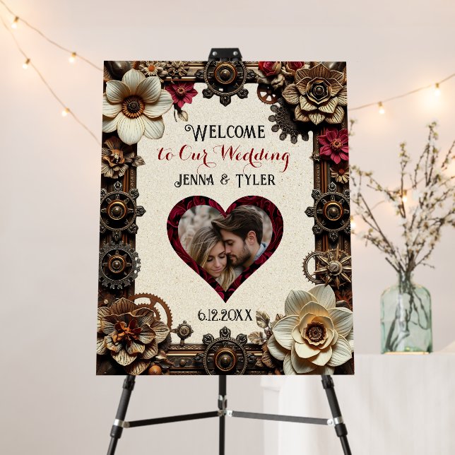 Steampunk Welcome to our Wedding Personalized Foam Board (In Situ (Stand))