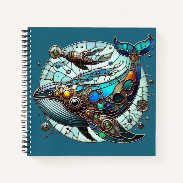 Steampunk Whale Spiral Notebook (Front)