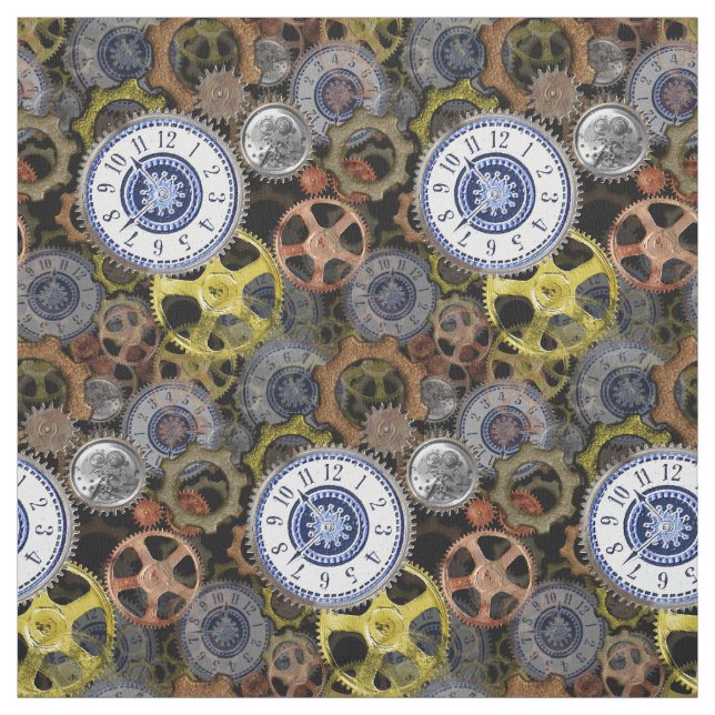 Steampunk wheels gears cogs watch face pattern fabric (Swatch)
