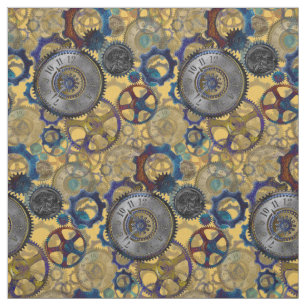 Steampunk wheels gears cogs watch face pattern fabric