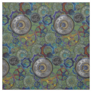 Steampunk wheels gears cogs watch face pattern fabric