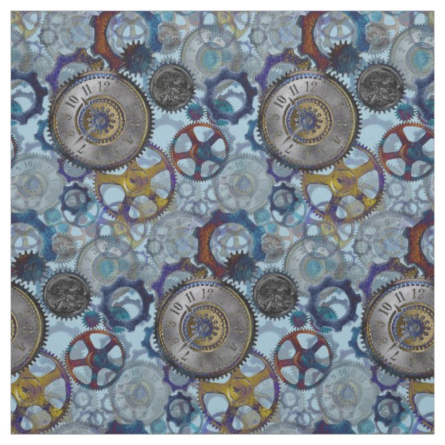 Steampunk wheels gears cogs watch face pattern fabric (Swatch)