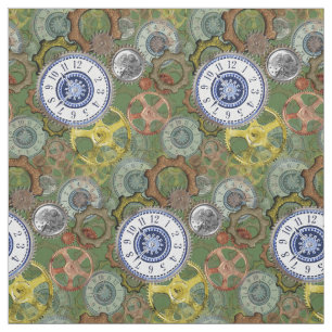 Steampunk wheels gears cogs watch face pattern fabric