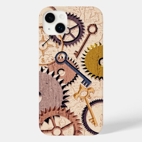 Steampunk Wheels Gears Keys Old Map Oil Paint Case_Mate iPhone 14 Plus Case