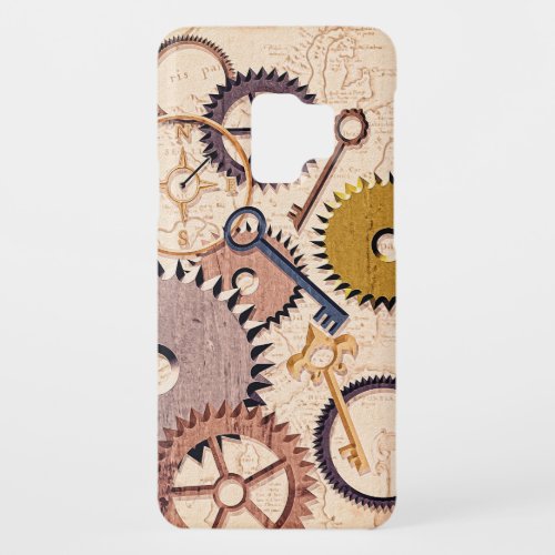 Steampunk Wheels Gears Keys Old Map Oil Paint Case_Mate Samsung Galaxy S9 Case