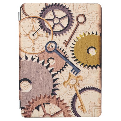 Steampunk Wheels Gears Keys Old Map Oil Paint iPad Air Cover