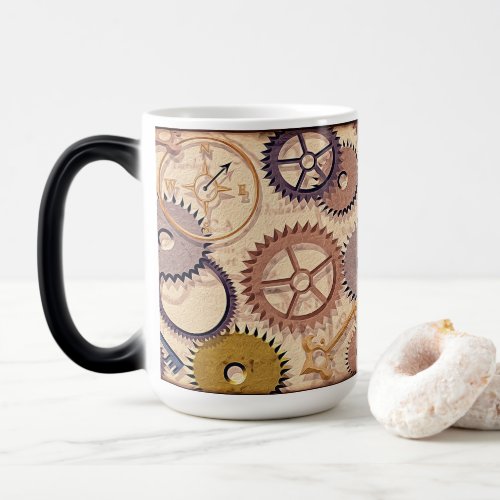 Steampunk Wheels Gears Keys Old Map Oil Paint Magic Mug