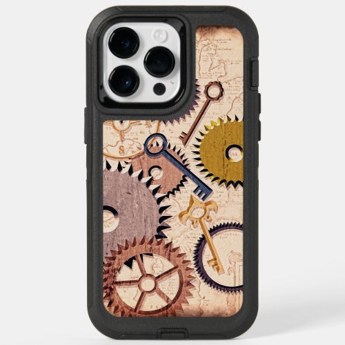 Steampunk Wheels Gears Keys Old Map Oil Paint OtterBox iPhone 14 Pro Max Case