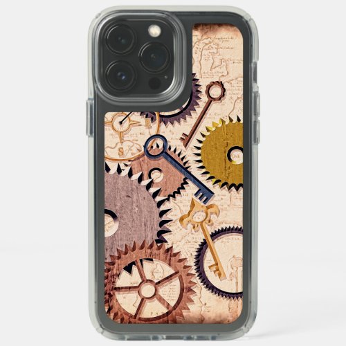 Steampunk Wheels Gears Keys Old Map Oil Paint Speck iPhone 13 Pro Max Case