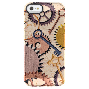 Steampunk Wheels, Gears, Keys, Old Map Oil Paint Clear iPhone SE/5/5s Case