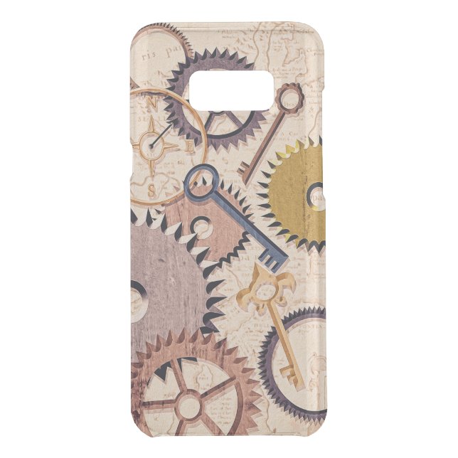 Steampunk Wheels, Gears, Keys, Old Map Oil Paint Uncommon Samsung Galaxy Case (Back)