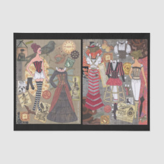 Steampunk Whimsy Paper Doll Art Tissue Paper