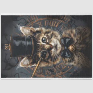Steampunk Whiskers Kitten Decoupage Tissue Paper