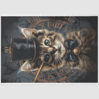 Steampunk Whiskers Kitten Decoupage Tissue Paper