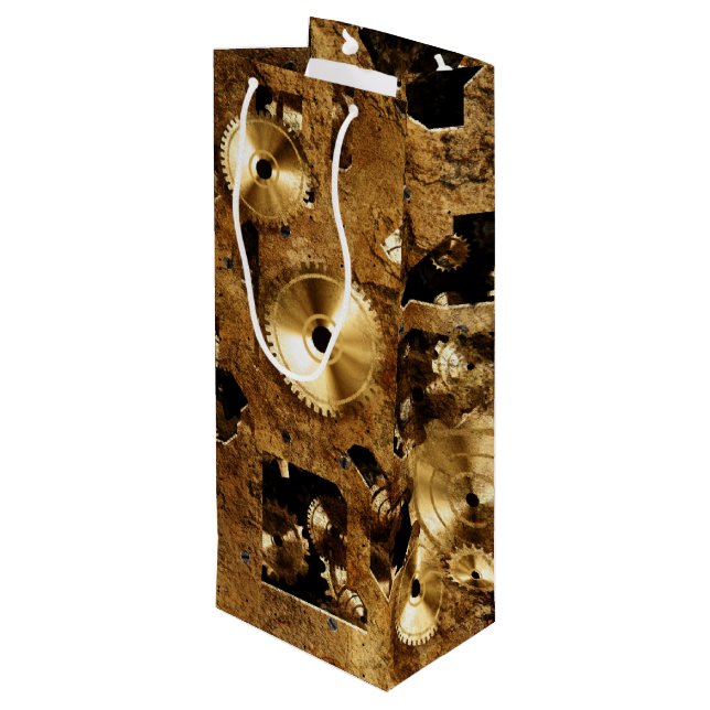 Steampunk Wine Gift Bag (Back Angled)
