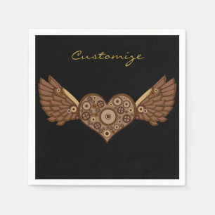 Steampunk Winged Heart with Gears Thunder_Cove Napkins