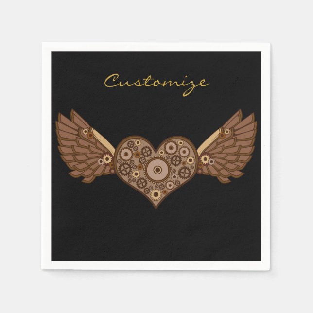 Steampunk Winged Heart with Gears Thunder_Cove Napkins (Front)