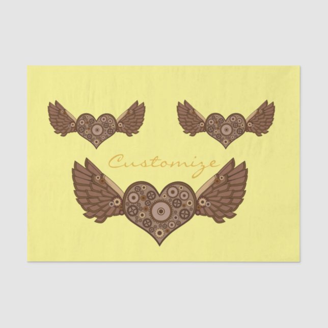 Steampunk Winged Heart with Gears Thunder_Cove Tissue Paper (Front)