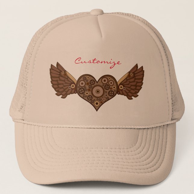 Steampunk Winged Heart with Gears Thunder_Cove Trucker Hat (Front)
