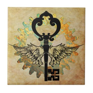 Steampunk Winged Key and Cog Wheel