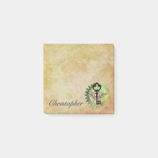 Steampunk Winged Key and Cog Wheel Post-It Notes