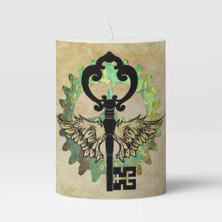 Steampunk Winged Key & Cog Wheel Design