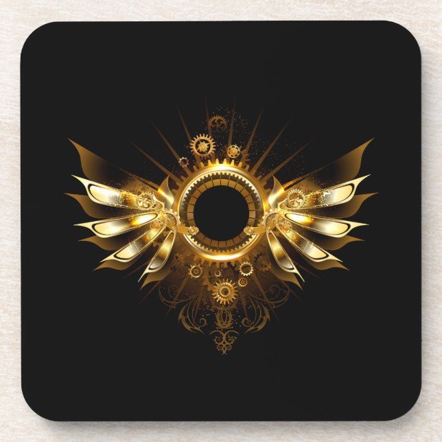 Steampunk wings beverage coaster (Front)