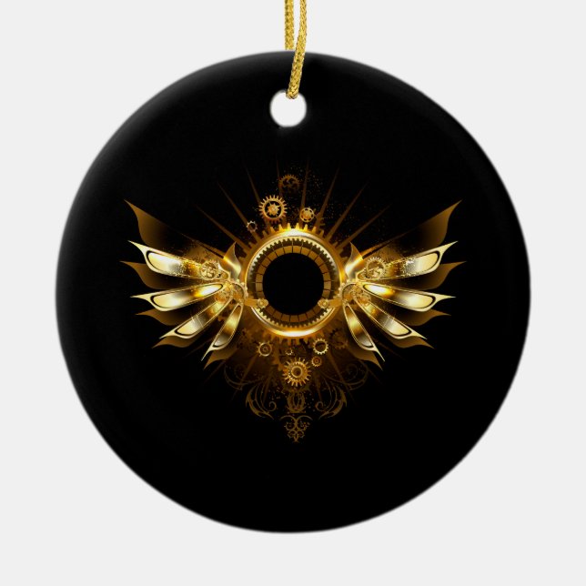 Steampunk wings ceramic ornament (Front)