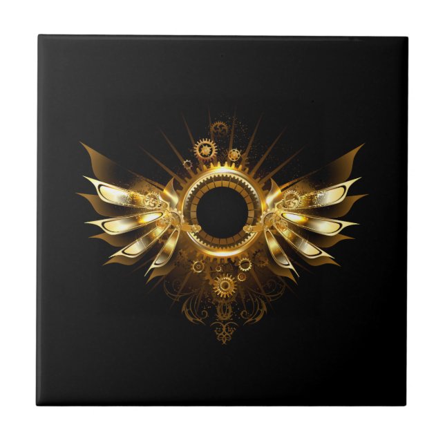Steampunk wings ceramic tile (Front)