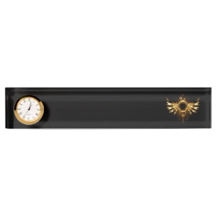 Steampunk wings desk name plate
