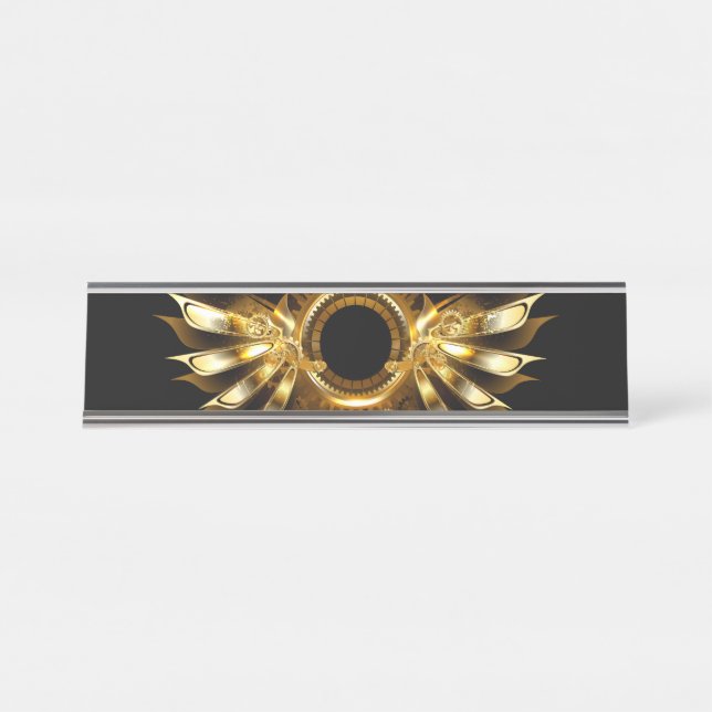 Steampunk wings desk name plate (Front)