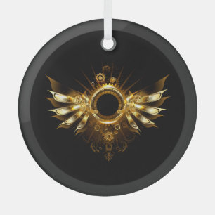 Steampunk wings glass ornament