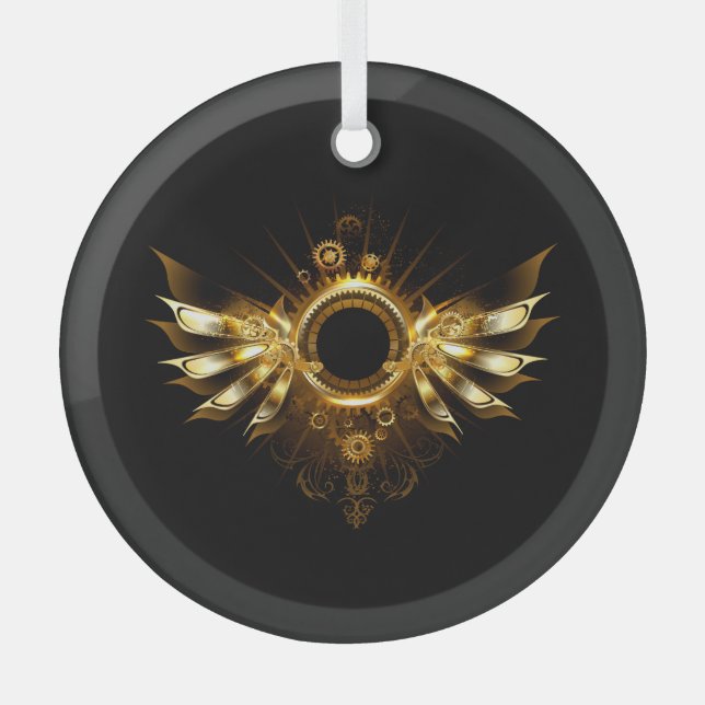 Steampunk wings glass ornament (Front)