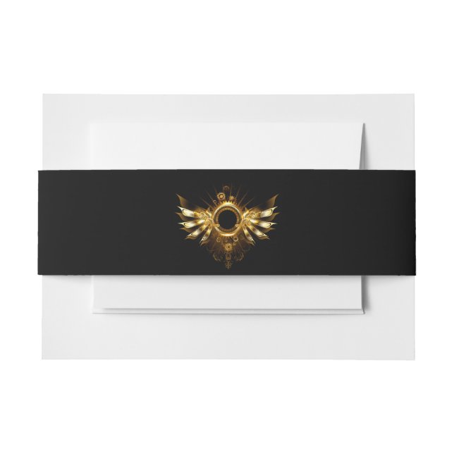 Steampunk wings invitation belly band (Front Example)