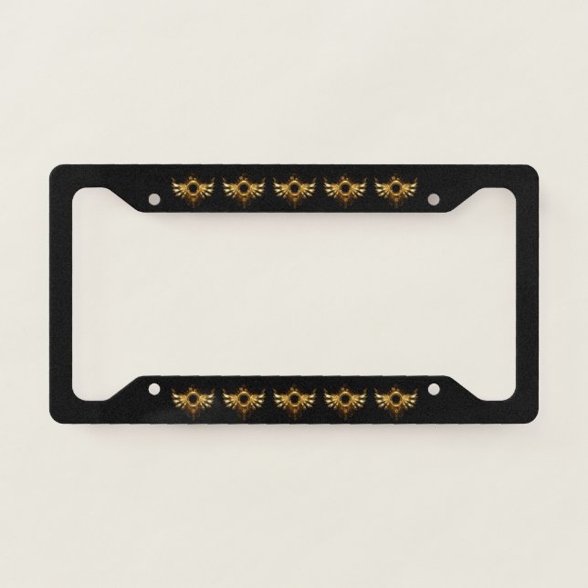 Steampunk wings license plate frame (Front)