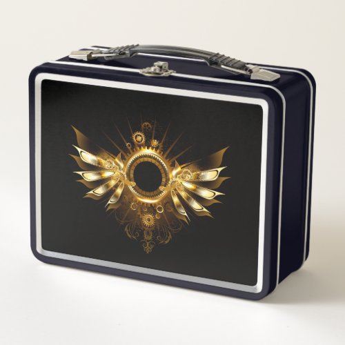 Steampunk wings metal lunch box