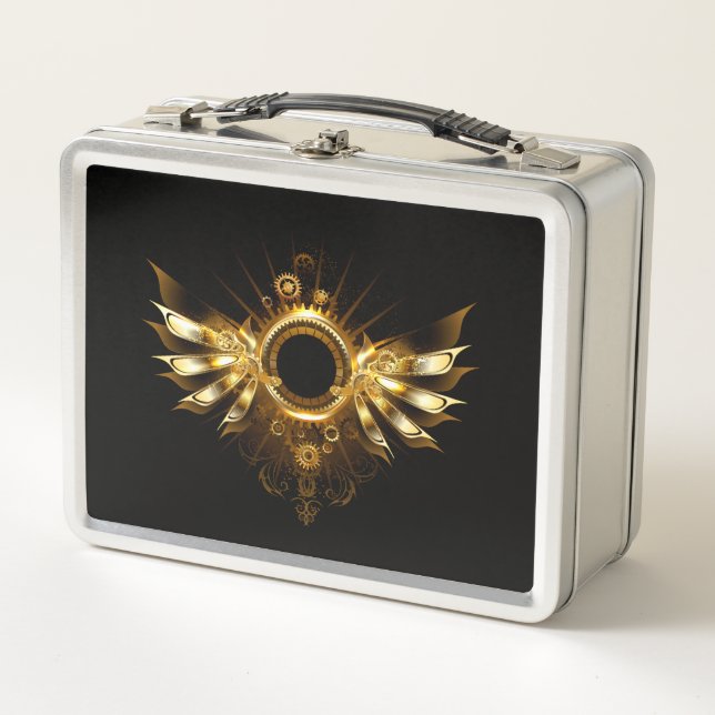 Steampunk wings metal lunch box (Front)