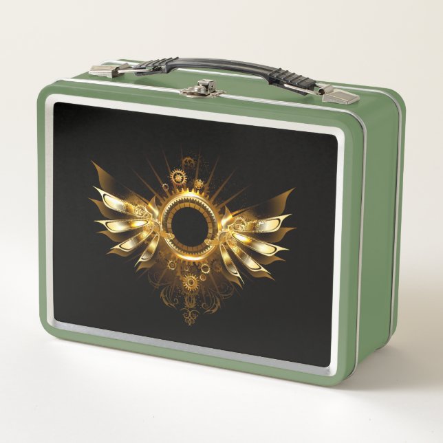 Steampunk wings metal lunch box (Front)