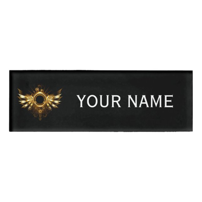 Steampunk wings name tag (Front)