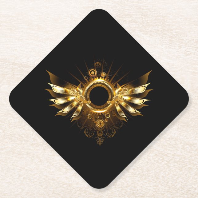 Steampunk wings paper coaster (Front)
