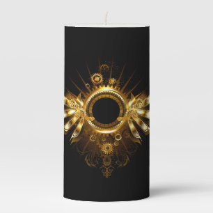Steampunk wings pillar candle