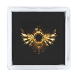 Steampunk wings silver finish lapel pin