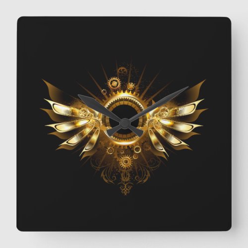 Steampunk wings square wall clock