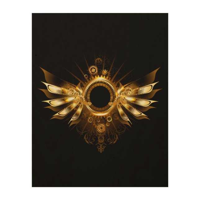 Steampunk wings wood wall art (Front)