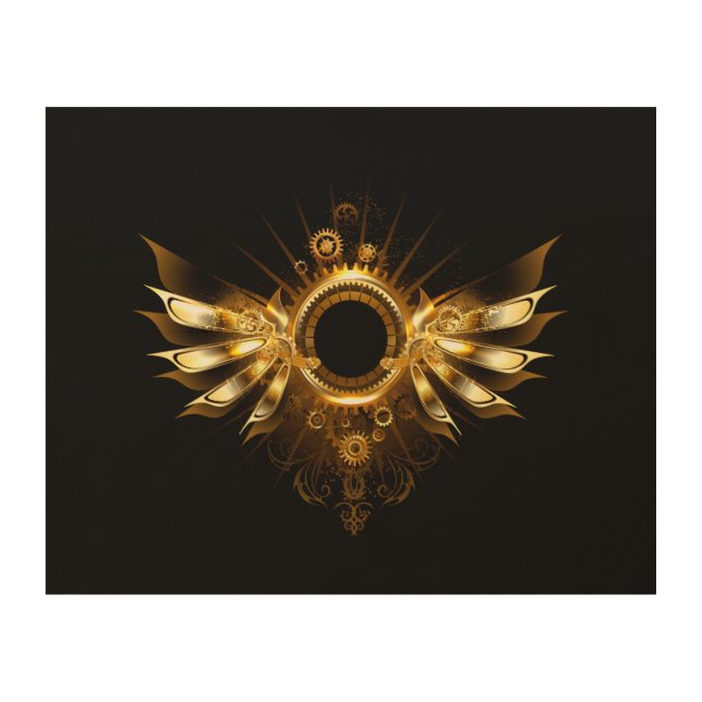 Steampunk wings wood wall art (Front)