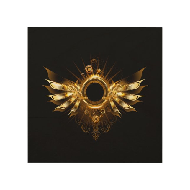 Steampunk wings wood wall art (Front)