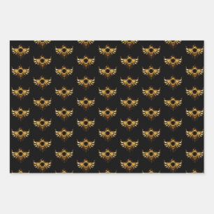 Steampunk wings wrapping paper sheets