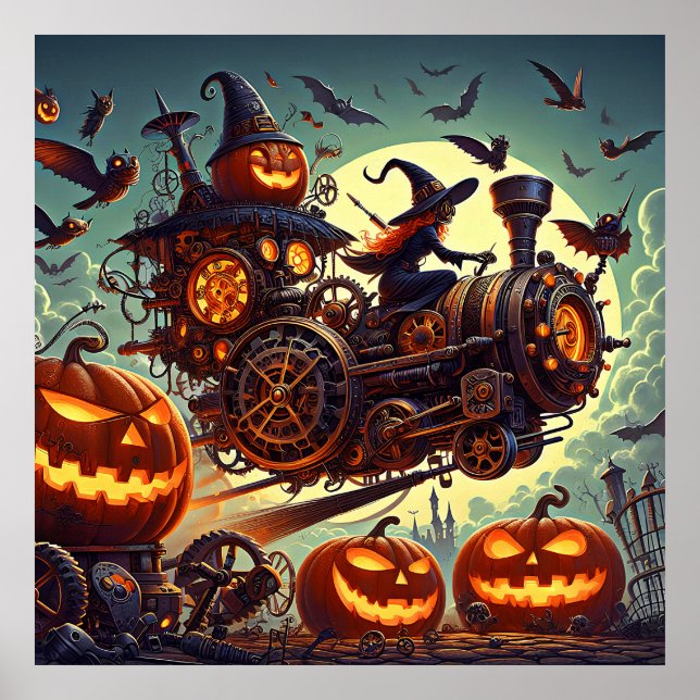 Steampunk Witch Art Poster (Front)
