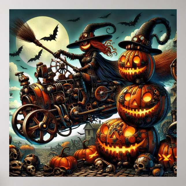 Steampunk Witch Art Poster (Front)