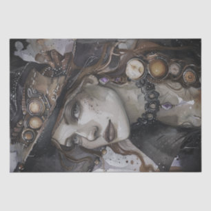 Steampunk Witch Halloween Watercolor Tissue Paper